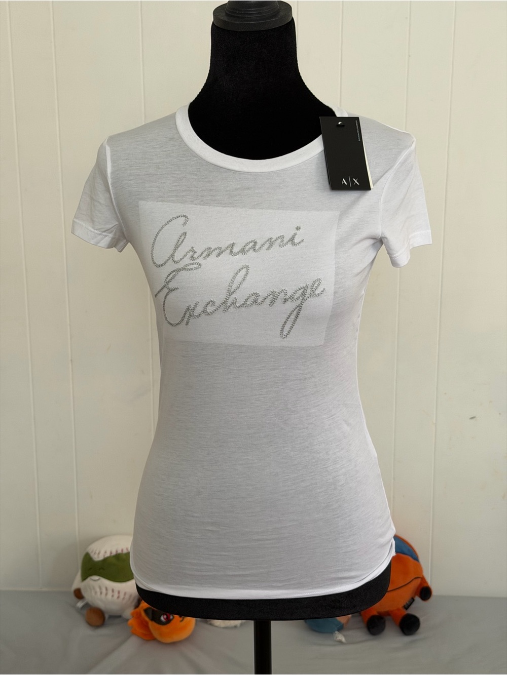 Armani Exchange White Short-Sleeve Logo Tee size XS